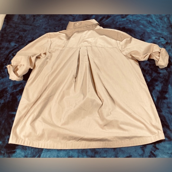 Joan Rivers Light Tan Square Button Blouse w Pockets, size Large - Picture 6 of 6